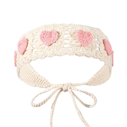 Heart Lovely Cartoon Pattern Decorative Head Band, Hollow Out Knitted Hair Accessories, for Women And Girls, Heart, 440x60mm