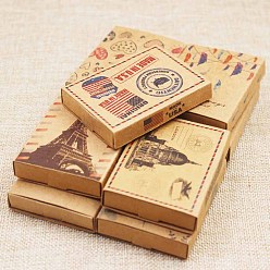 BurlyWood Kraft Paper Boxes and Earring Jewelry Display Cards, Packaging Boxes, with Pattern, BurlyWood, Folded Box Size: 7.3x5.4x1.2cm, Display Card: 6.5x5x0.05cm