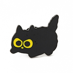 Черный Эмалированная булавка с кошачьей тематикой, брошь из черного сплава для электрофореза для рюкзака, одежды, чёрные, 18x22x1 мм