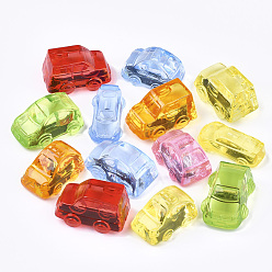 Mixed Color Transparent Acrylic Beads, No Hole/UnDrilled, Car, Mixed Color, 12~20.5x31~35x17~23mm, about 70pcs/500g