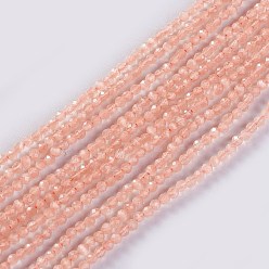 Saumon Clair Chapelets de perles en verre, facette, ronde, saumon clair, 2x2mm, Trou: 0.4mm, Environ 193~197 pcs/chapelet, 14.17 pouces ~ 15.51 pouces (36~39.4 cm)