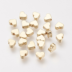 Real 18K Gold Plated Brass Beads, Nickel Free, Real 18K Gold Plated, Heart, 4.5x5.5x2.5mm, Hole: 1mm