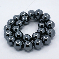 Plaqué Noir Galvanoplastie non magnétiques hématite synthétique brins de perles, ronde, noir plaqué, 16mm, Trou: 1mm, Environ 26 pcs/chapelet, 16.1 pouce