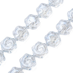 Claro Abalorios de vidrio electrochapa, lustre de la perla chapado, flor, Claro, 16x14.5x7.5 mm, agujero: 1 mm, sobre 40 unidades / cadena, 24.80 pulgada (63 cm)