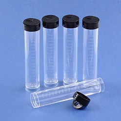 Clair Tube en plastique transparent avec un couvercle noir, 2 cm de diamètre, 10.5 cm de haut, capacité: 30 ml (1.01 fl. oz)