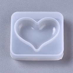 Blanc Moules en silicone, moules de résine, pour la résine UV, fabrication de bijoux en résine époxy, cœur, blanc, 42x47x12mm