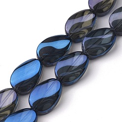 Синий Прозрачные гальванические стеклянные бусины, с покрытием цвета радуги, слеза, синие, 18.5x12.5x6 мм, отверстие : 1 мм, около 40 шт / нитка, 29.29 дюйм (74.4 см)