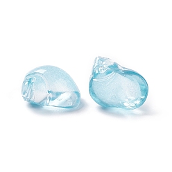 Deep Sky Blue Transparent Glass Beads, Conch, Top Drilled, Deep Sky Blue, 15.5x14x10mm, Hole: 1.2mm