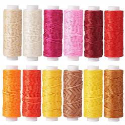 Color mezclado 12 rollos 12 colores de cordón de poliéster encerado, piso, color mezclado, 0.8 mm, aproximadamente 32.8 yardas (30 m) / rollo, 1 rollo / color