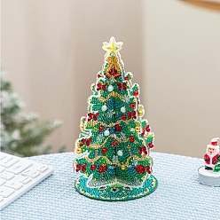 Разноцветный Diy Рождественская елка дисплей декор наборы алмазной живописи, включая пластиковую доску, смола стразы, ручка, поднос тарелка и клей глина, красочный, 195x130 мм