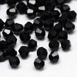 Черный Имитация 5301 бикон бисера, прозрачные граненые стеклянные бусины, чёрные, 4x3 мм, отверстие : 1 мм, около 720 шт / упаковка