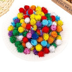 Mixed Color Handmade DIY Doll Craft Polyester Pom Pom Balls, with Metallic Cord, Mixed Color, 2cm