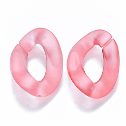 Light Coral Transparent Acrylic Linking Rings, Quick Link Connectors, for Curb Chains Making, Frosted, Twist, Light Coral, 30x21x6mm, Inner Diameter: 16x8mm