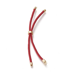 Brique Rouge Fabrication de bracelet en nylon torsadé, fabrication de bracelet de curseur, avec des apprêts en laiton respectueux de l'environnement, ronde, or, firebrick, 8.66~9.06 pouce (22~23 cm), Trou: 2.8mm, longueur de chaîne unique: environ 4.33~4.53 pouces (11~11.5 cm)