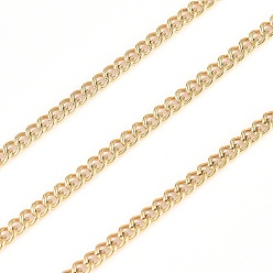 Золотой 304 из нержавеющей стали Снаряженная цепи, с катушкой, пайки, золотые, 2.9x2.2x0.5 мм, около 32.8 футов (10 м) / рулон