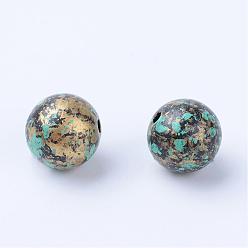 Plaqué Bronze Antique Perles acryliques de style antique, ronde, antique bronze plaqué, 11~12mm, Trou: 1.5mm, environ520 pcs / 500 g