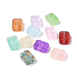 Mixed Color Transparent Spray Painted Glass Beads, Rectangle, Mixed Color, 18x13x5.5mm, Hole: 1.4mm
