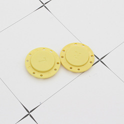 Light Yellow Nylon Magnetic Buttons Snap Magnet Fastener, Flat Round, for Cloth & Purse Makings, Light Yellow, 2.1cm, 2pcs/set