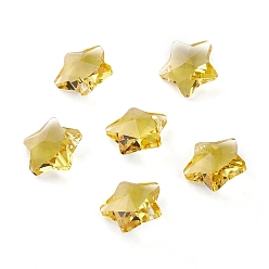 Gold Transparent Glass Pendants, Faceted, Star Charms, Gold, 13x13.5x7mm, Hole: 1mm