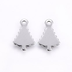 Stainless Steel Color 201 Stainless Steel Charms, Stamping Blank Tag, Christmas Tree, Stainless Steel Color, 14x9x0.8mm, Hole: 1.4mm