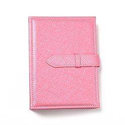 Pink Livre pliable de support de boucle d'oreille en cuir d'unité centrale portatif, livre de rangement bijoux femme fille, rose, 18.5x13.7x4 cm, Trou: 2mm, 4 feuilles, 8 pages/pc