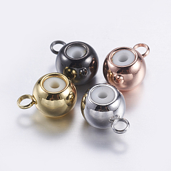 Mixed Color Brass Tube Bails, Loop Bails, with Rubber, Barrel, Mixed Color, 7x5x3.5mm, Hole: 0.7mm, Inner Diameter: 1.5mm