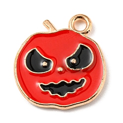 Apple Alloy Enamel Pendants, Halloween Theme, Light Gold, Apple, 16x15x1.5mm, Hole: 1.5mm