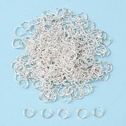 Silver Iron Jump Rings, Open, Silver Color Plated, Single Ring, 18 Gauge, 8x1mm, Inner Diameter: 6mm, about 10000pcs/kg