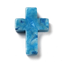 Synthetic Gemstone Synthetic Gemstone Dyed Pendants, Religion Corss Charms, 26~26.5x17.5~18x6~6.5mm, Hole: 1.6mm