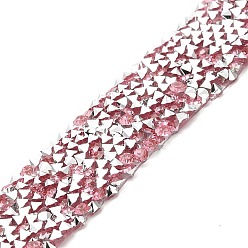Rosa Claro Recorte de diamantes de imitación de revisión, rhinestone de la resina, adhesivo termofusible en la parte posterior, accesorios de vestuario, rosa luz, 17.5x2.5 mm