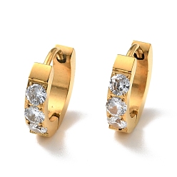 Золотой Массивные серьги-кольца из прозрачного кубического циркония, 304 женские украшения из нержавеющей стали, золотые, 12.5x13x3 мм, штифты : 1 мм