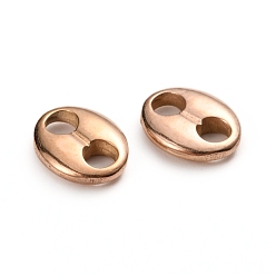 Rose Gold Ion Plating(IP) 304 Stainless Steel Oval Links connectors, Coffee Bean, Rose Gold, 8x10.5x2mm, Hole: 2.5mm