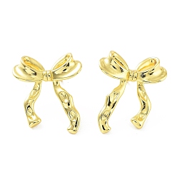 Real 18K Gold Plated Bowknot Rack Plating Brass Studs Earrings for Women, Long-Lasting Plated, Lead Free & Cadmium Free, Real 18K Gold Plated, 22.5x19.5mm