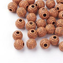 Pérou Imitation perles acryliques de bois, ronde, Pérou, 11mm, trou: 3.5 mm, environ 690 pcs / 500 g