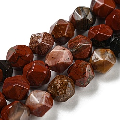 Красный Камень Натуральные красные яшмы бусы пряди, граненые, многоугольник, 7.5~8.5x7.5~8x7.5~8 мм, отверстие : 1.4 мм, около 44~49 шт / нитка, 14.25~14.96 дюйм (36.2~38 см)