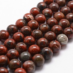 Jaspe Brécisé Brins bréchique jaspe de perles naturelles, ronde, 6mm, Trou: 1mm, Environ 61 pcs/chapelet, 14.9 pouces ~ 15.1 pouces