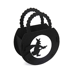 Noir Sacs de bonbons d'halloween en feutre avec poignées, sac cadeau de friandises d'halloween cotillons pour les enfants, motif de sorcière, noir, 18x14.3x6 cm