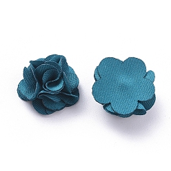 Teal Handmade Polyester Woven Costume Accessories, Flower, Teal, 20x9mm
