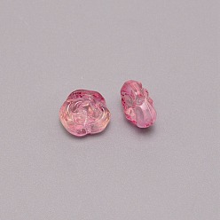 Medium Violet Red Glitter Lampwork Beads, Rose, Medium Violet Red, 12.5x14x9mm, Hole: 1.2mm