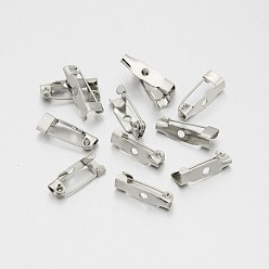Platinum Iron Brooch Pin Back Safety Catch Bar Pins with 1 Hole, Platinum, 15x4x5mm, Hole: 1.8mm