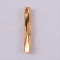 Golden Twisted Strip 304 Stainless Steel Pendants, Golden, 40~41x6~7x6~7mm, Hole: 2x5mm