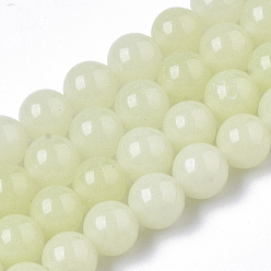 Light Green Synthetic Luminous Stone Beads Strands, Round, Light Green, 8x8mm, Hole: 1mm, about 47~49pcs/strand, 14.17 inch~14.69 inch