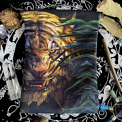 Tigre Pochettes à cordon de rangement pour bijoux en velours à imprimé animal, sacs à bijoux rectangulaires, pour le stockage de bijoux, tigre, 18x13 cm