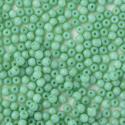 Vert Mer Moyen 6/0 perles de rocaille imitation verre de jade, éclat, teint, ronde, vert de mer moyen, 4x3mm, Trou: 1.2mm, environ 450 g /sachet 