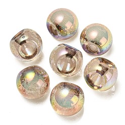 Bronze Placage uv perles acryliques irisées arc-en-ciel, ronde, top foré, tan, 20x20x20mm, Trou: 3mm