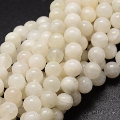 White Moonstone Brins de perles rondes en pierre de lune blanche naturelle, 8.5~9mm, Trou: 1mm, Environ 48 pcs/chapelet, 15.7 pouce