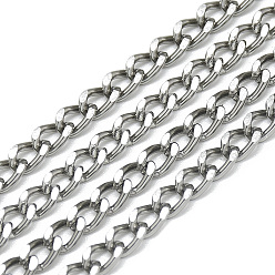 Gray Unwelded Aluminum Curb Chains, Gray, 5x3.3x0.9mm, about 100m/bag