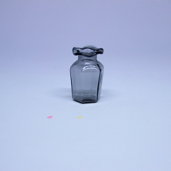 Gris Ornements miniatures de vase en verre à haute teneur en borosilicate, accessoires de maison de poupée de jardin paysager micro, faire semblant de décorations d'accessoires, avec bord ondulé, grises , 25x40mm