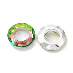 Verde Lima Anillos de enlace de vidrio galvanizado, anillo cósmico de cristal, anillo prisma, facetados, espalda plateada, anillo redondo, verde lima, 20x5.5 mm, diámetro interior: 11 mm