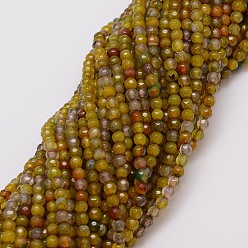 Dark Khaki Natural Agate Bead Strands, Dyed, Faceted, Round, Dark Khaki, 4mm, Hole: 0.8mm, about 90~92pcs/strand, 14 inch